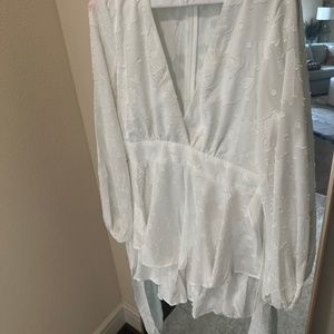 Hello Molly- White long sleeve Romper